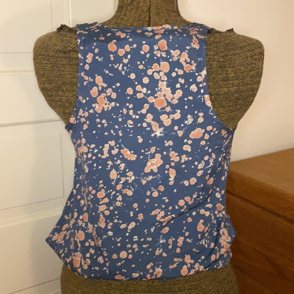 FOREVER 21 splatter paint 🎨 bubble top button up racer back pink & smoky blue - Picture 6 of 8